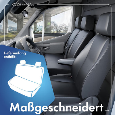 Walser Transporter Sitzbezüge Auto kompatibel mit VW T6, Doppelbank vorne, Auto Sitzbezüge aus Kunst
