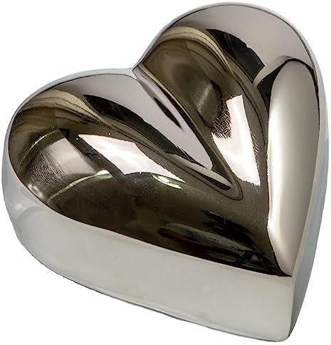 Urn for Ashes Funeral Cremation Memorial Keepsake Heart Love Urns Decorative Alloy (Silver, 5") RHM0
