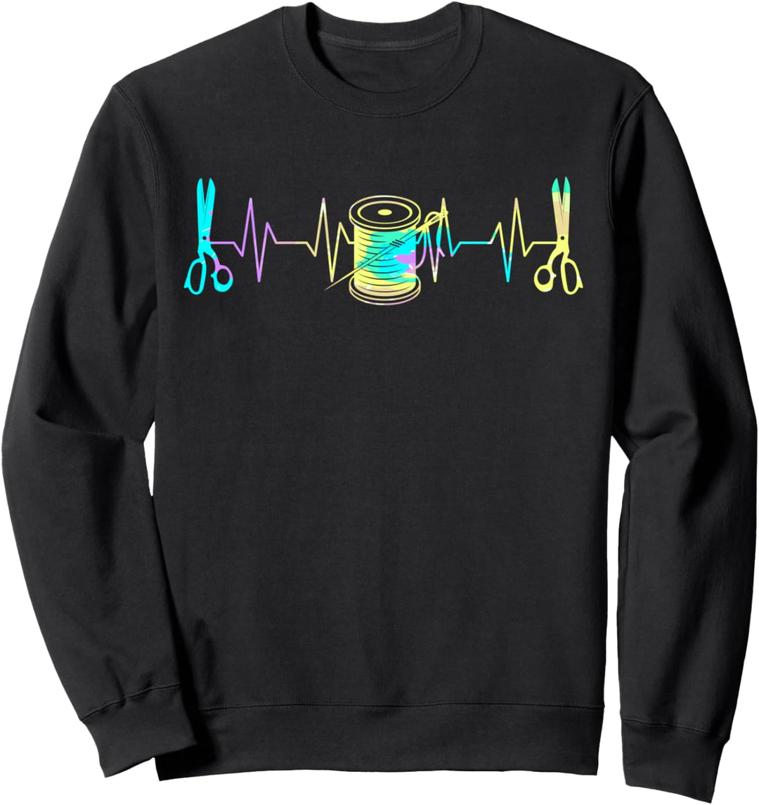 Nähmaschine Herzschlag Stoff Patchwork Handwerk Sweatshirt
