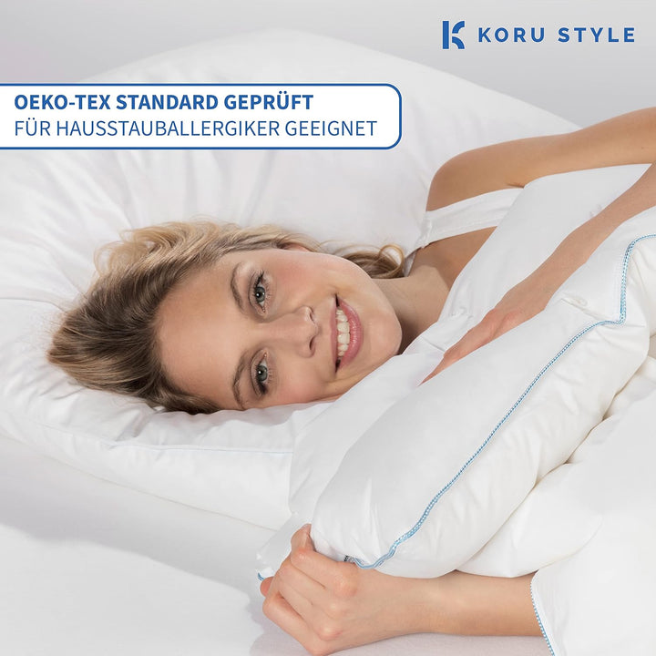 Koru Style Premium 3 Kammer Kopfkissen 80x80 – Grösse 80x80 cm - Federkissen Daunenkissen – Daunen u