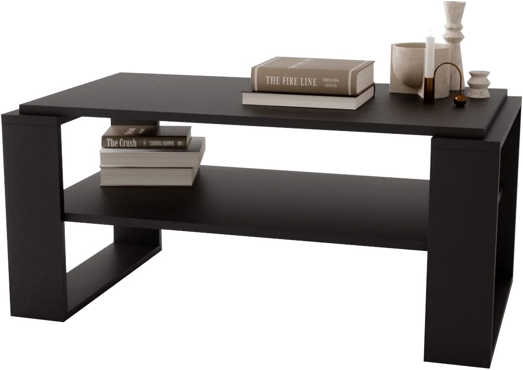 Couchtisch KAJA 96 rechteckiger Kaffeetisch aus Holz Modern Teetisch 96 x 54 x 42cm massiv und stabi