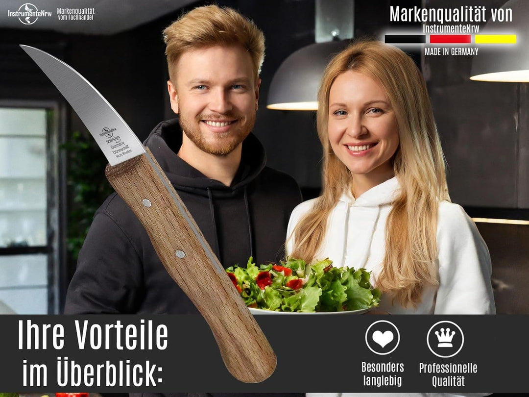 Schälmesser Solingen Vogelschnabel 2er Set mit Nicht Rostfreier gebogener Klinge Küchenmesser Extra