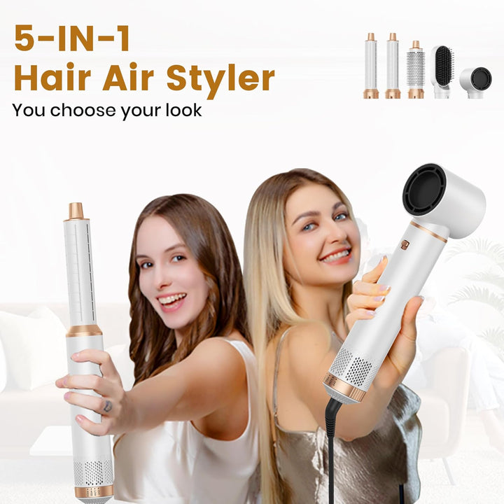 OKWRAP Hair Styler Set, Hairstyler 5 in 1, Haarstyler mit Automatischer Lockenstab, Föhn Ionen, Warm