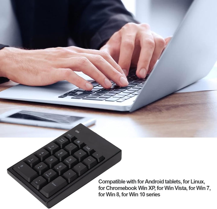 Goshyda Kabelloser Nummernblock, 2,4 GHz USB Wireless Numeric Keypad 22 Key Numpad Financial Account