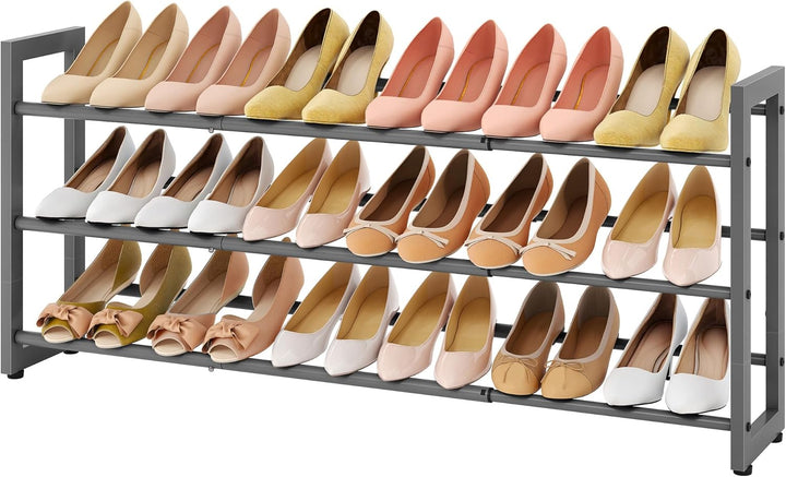 FAVOOSTY 2 Ebenen Schuhregal Metall Ausziehbares Weiss, Verstellbar Platzsparend, Shoes Rack, Robust