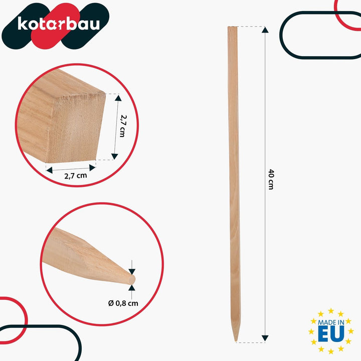 KOTARBAU® 15er Set Tomatenstäbe Pflanzstäbe 40 cm Zaunpfahl Holzpfosten Holzpflock angespitzt Pflanz