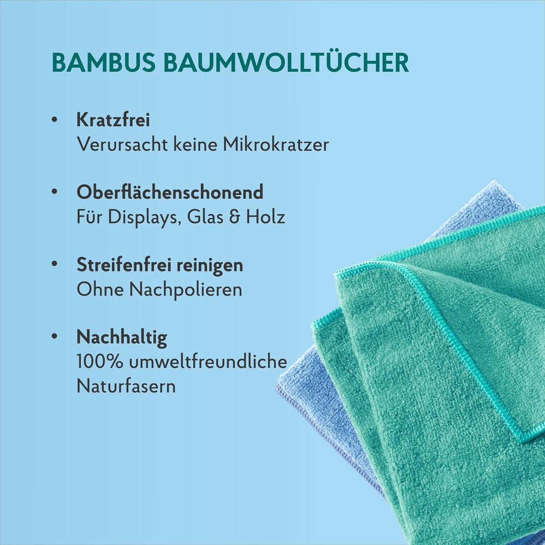 HAKA Bambus Baumwolltücher, saugfähige Reinigungstücher, Kratz- &amp; fusselfrei, für Hochglanzoberfläch