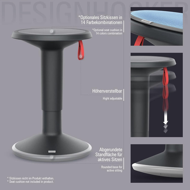 Interstuhl UPis1 - ergonomischer Sitzhocker mit Schwingeffekt - höhenverstellbar - Hocker mit rutsch