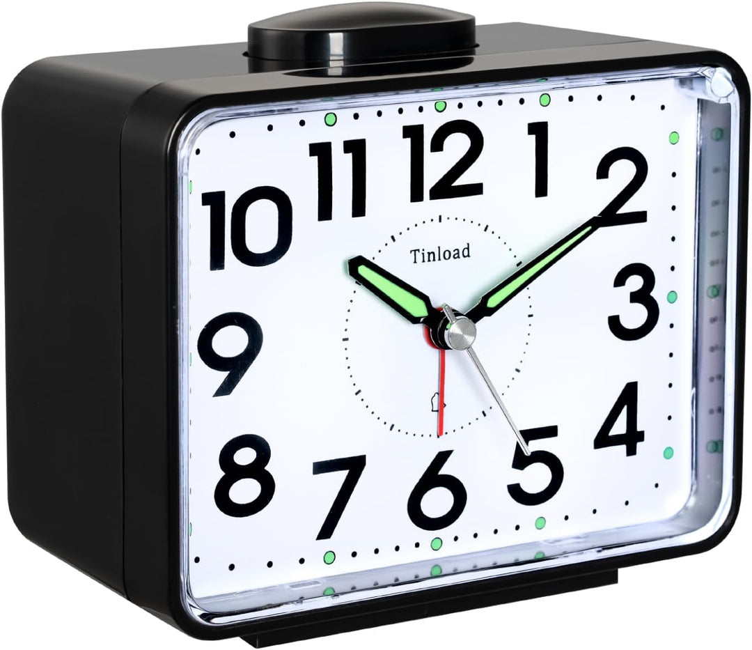 Analog Seniorenwecker mit Nachtlicht, 4 Zoll grosses Zifferblatt, Tischuhr mit Schlummerfunktion, la