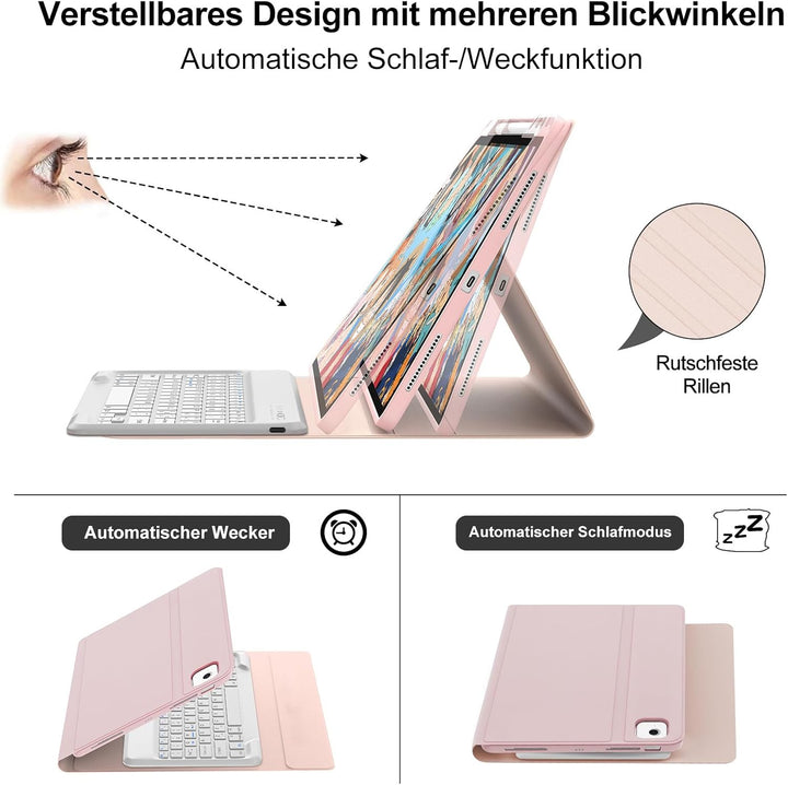 Tastatur Hülle für iPad Air 13 (M3) 2025/iPad Air 13 (M2) 2024, iPad Pro 12.9 6./5./4./3. Gen, Deuts