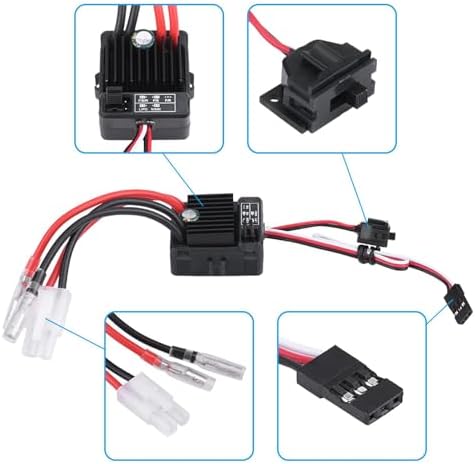 Pissente Brushed ESC 60A Wasserdichter Geschwindigkeitsregler mit Integriertem Kondensator für 1/10
