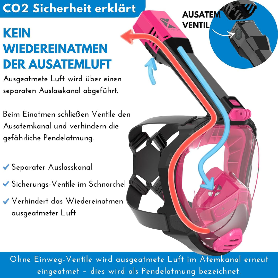 Khroom Schnorchelmaske für Erwachsene Seaview Pro, CO2 sicher | Bekannt aus Höhle der Löwen | Vollge