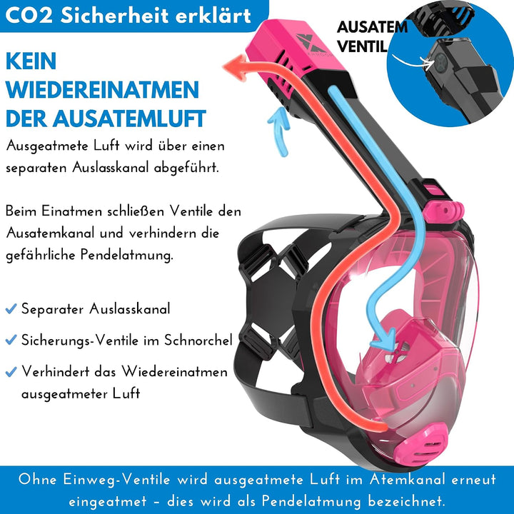 Khroom Schnorchelmaske für Erwachsene Seaview Pro, CO2 sicher | Bekannt aus Höhle der Löwen | Vollge