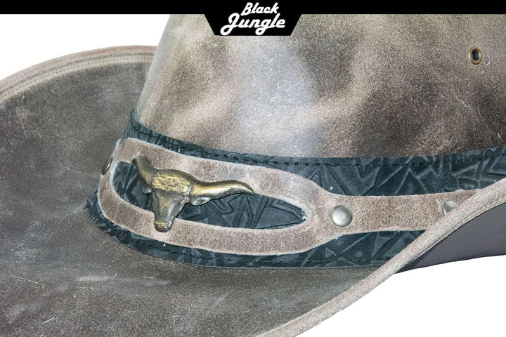 Black Jungle Ontario Outdoor Western Lederhut Australien Cowboy Lederhüte Reiterhut Unisex S Charcoa