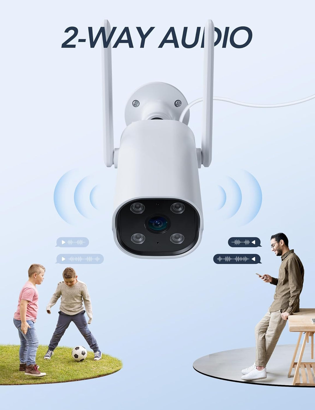 GNCC 2er-Pack WLAN-Überwachungskameras, kabelgebundene 2K-Aussenkameras, Nachtsicht, IP65 wasserdich