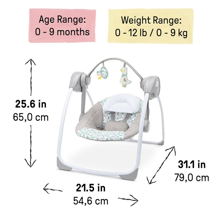 Ingenuity Comfort 2 Go Tragbare Babyschaukel - Endless Bloom - 6 Geschwindigkeiten - 10 Melodien - 2