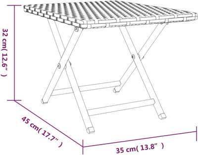 Makastle Polyrattan Klapptisch 45x35x32 cm Platzsparend Klappbar Tragbar Wetterfest Aussen Gartentis