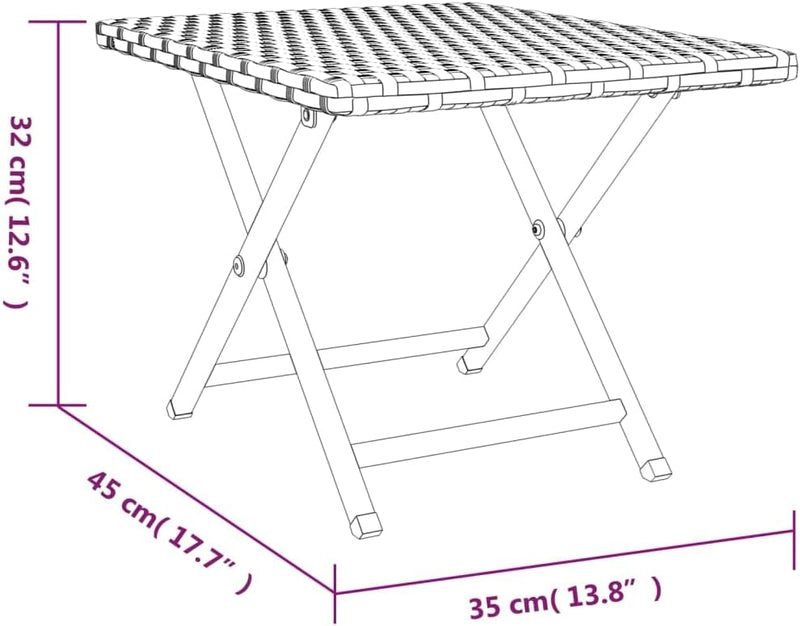 Makastle Polyrattan Klapptisch 45x35x32 cm Platzsparend Klappbar Tragbar Wetterfest Aussen Gartentis