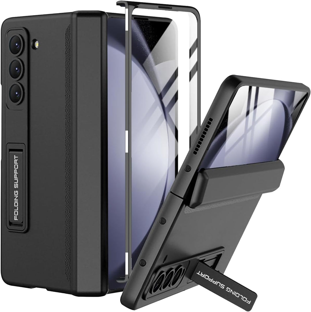 Hülle Kompatibel mit Samsung Galaxy Z Fold 5 Hülle, Robust PC Hülle mit Displayschutz & Ständer Anti
