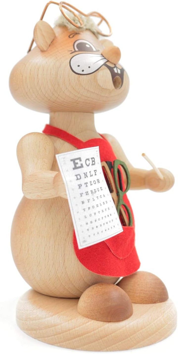 Kuhnert - Erzgebirgische Holzkunst Räuchermann Räucherfigur Hamster 18cm - Optiker