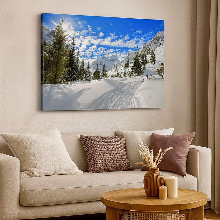 Bilder auf Leinwand 100x70cm Leinwandbild Tal Wolken Lawine Sport Gross Wanddeko Bild Schlafzimmer K