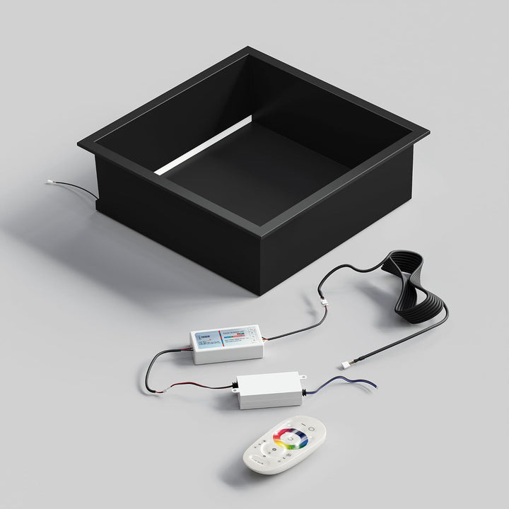 Wandnische Dusche Edelstahl mit RGB LED-Licht, Eingebettete Duschnische Schwarz Einzelregal Lagerung