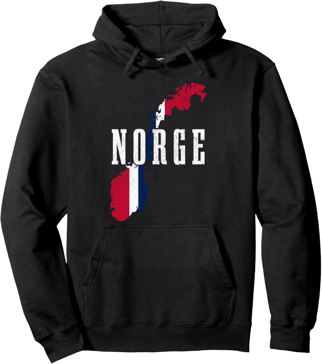 Norwegen Karte Stolz Norwegische Flagge Pullover Hoodie