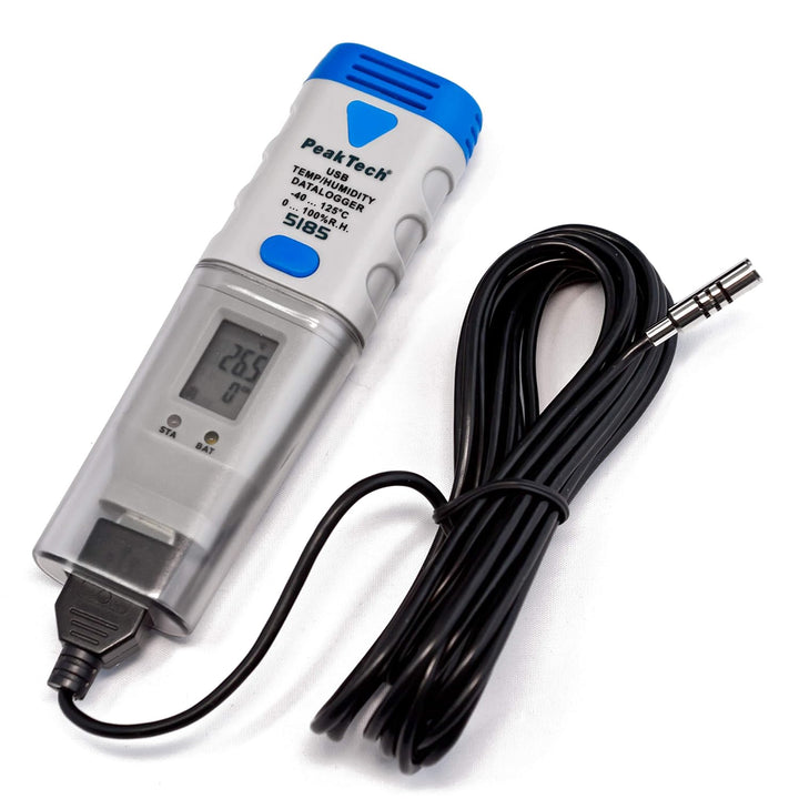 PeakTech 5185 – USB Data Logger/Rekorder mit 32.000 Messwerten für Luftfeuchtigkeit & Temperatur Mes