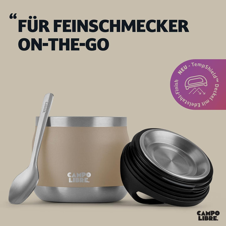 Campo Libre.® Lotta, Thermobehälter für Essen, Edelstahl Thermobecher Essen mit Löffel, Warmhaltebeh