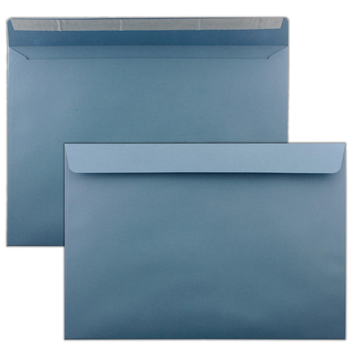 250x grosse XXL Briefumschläge DIN C4 in Grau-Blau - 22,9 x 32,4 cm - Haftklebung ohne Fenster - Ver