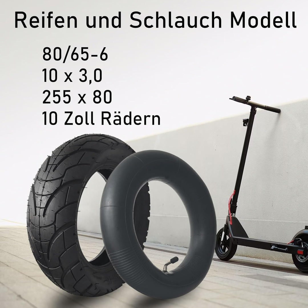 80/65-6 E Scooter Reifen mit Schlauch 10 x 3,0 255 x 80 Reifen 10 Zoll E Roller Ersatzreifen Butylka