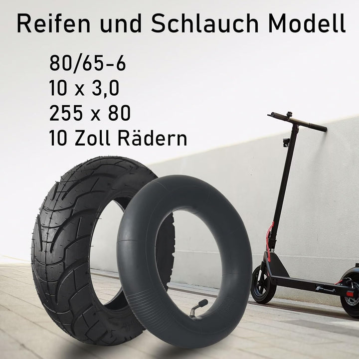 80/65-6 E Scooter Reifen mit Schlauch 10 x 3,0 255 x 80 Reifen 10 Zoll E Roller Ersatzreifen Butylka