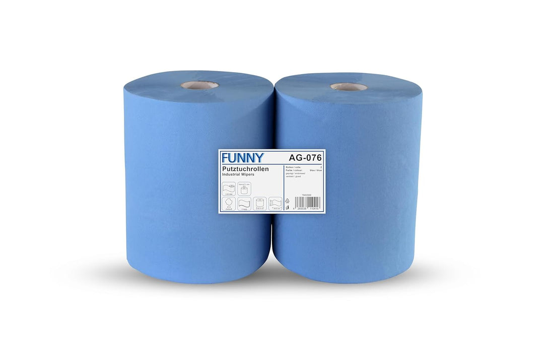 Funny Putzpapierrollen, 2 lagig, blau, circa 36 cm, 1000 Blatt, 1er Pack (1 x 2 Stück) Single, Singl