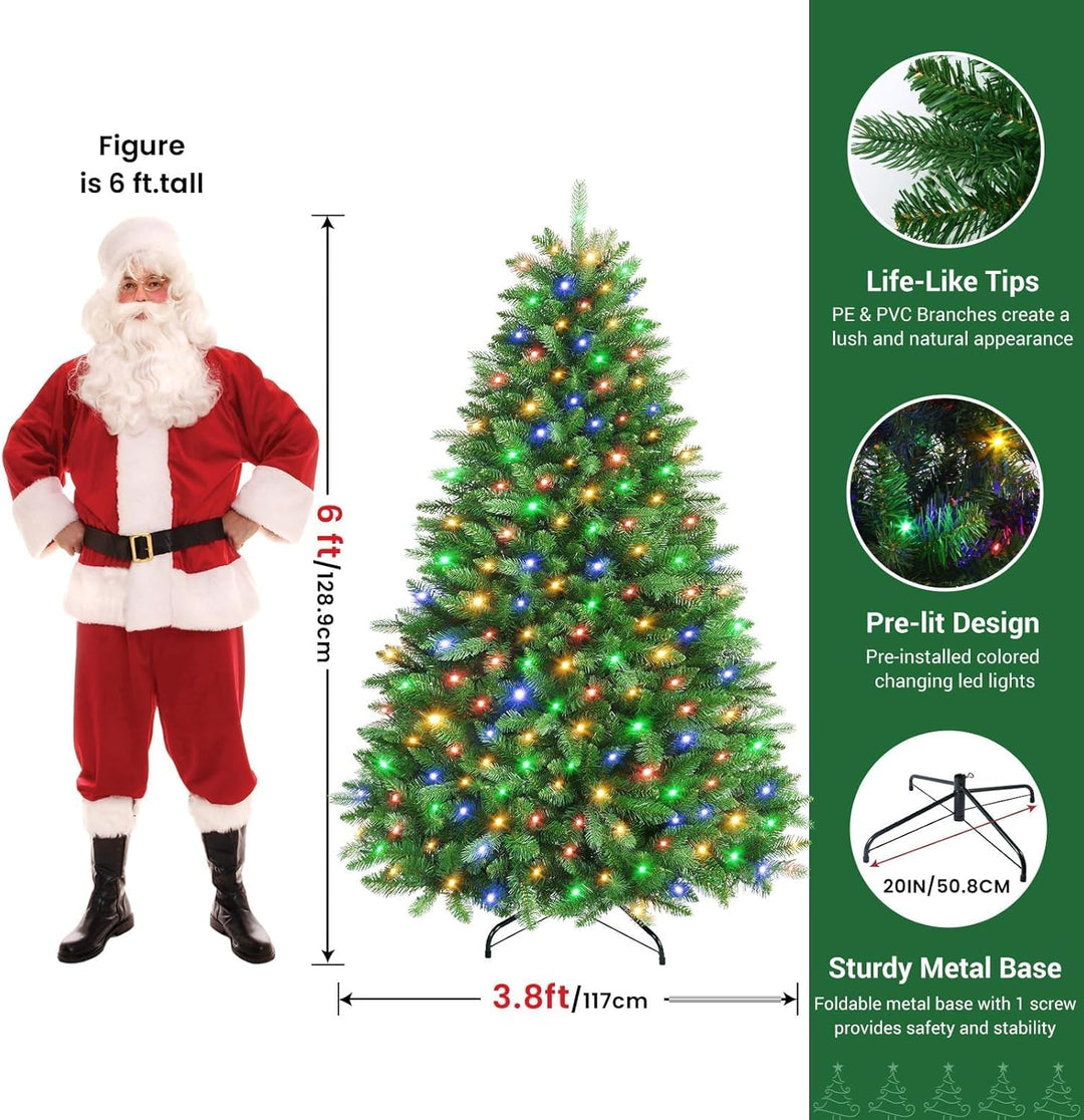 SHareconn 180cm Weihnachtsbaum künstlich Scharnier Weihnachtsbaum mit Beleuchtung 330 Warmweissen un