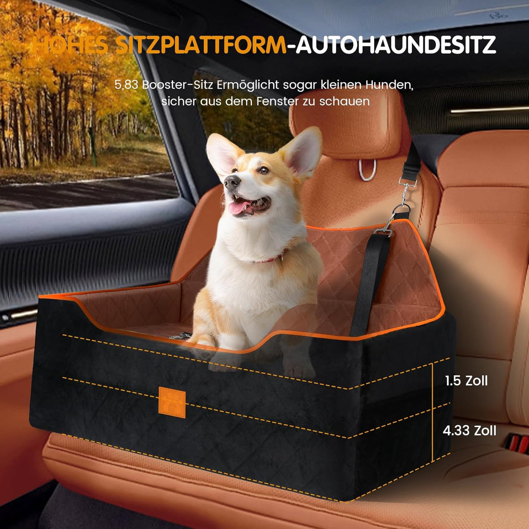 Hunde-Autositz für Hunde unter 25 kg oder 2 kleine Hunde, Sicherheits-Memory-Schaum-Autositz mit 2 K