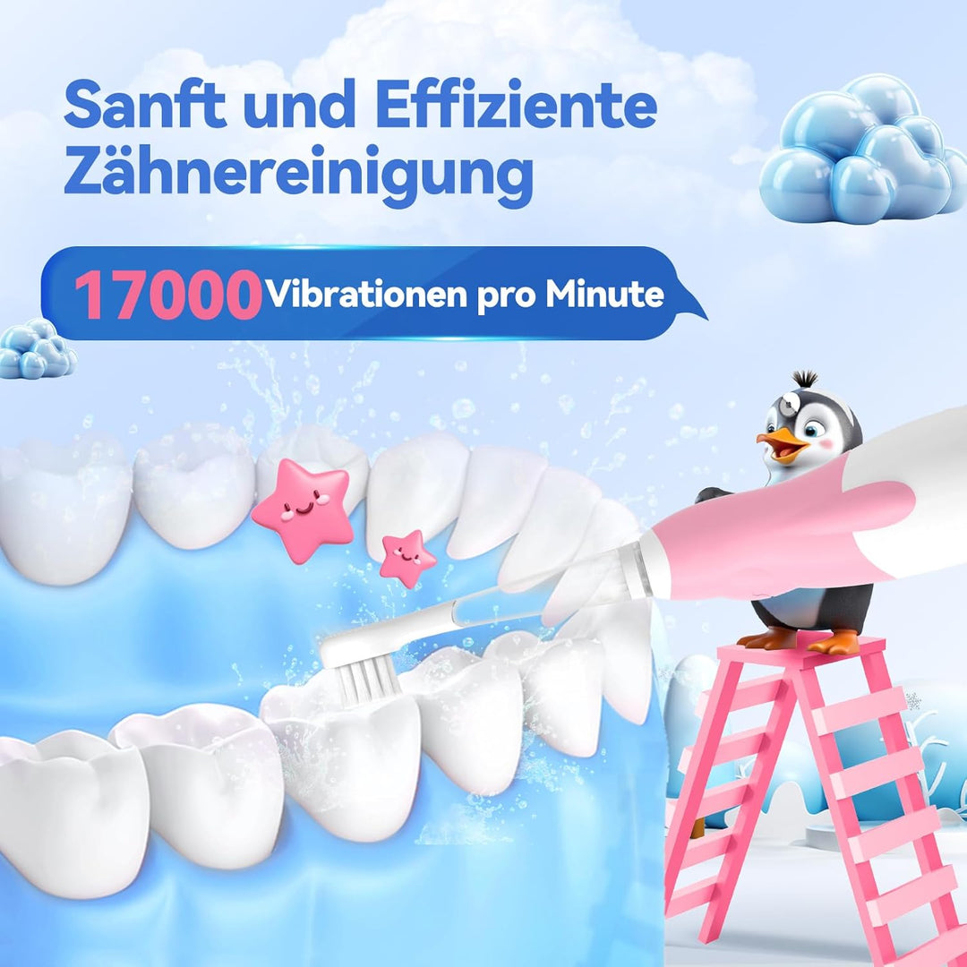 Seago Elektrische Zahnbürste Kinder Baby Zahnbürste ab 0 1 2 3 Jahr, mit LED Licht, Runder Weich Ers