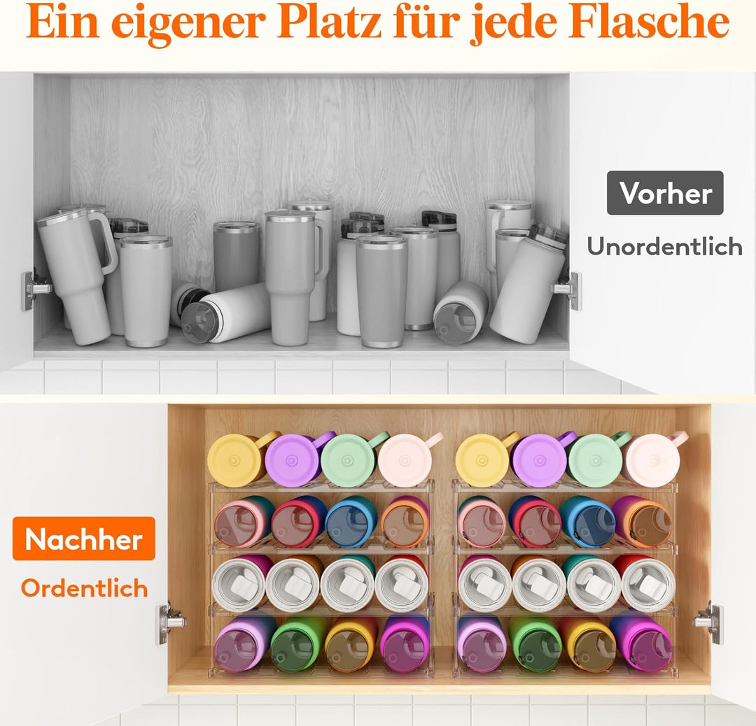 Lifewit Stapelbarer Flaschenorganizer aus Kunststoff für Zuhause, Tumbler- und Becherhalter, Transpa