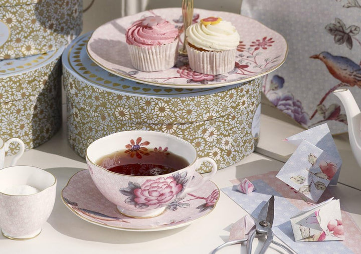 Wedgwood Cuckoo Teetasse und Untertasse, 1 Stück, Pink Rose Klassisch, Rose Klassisch