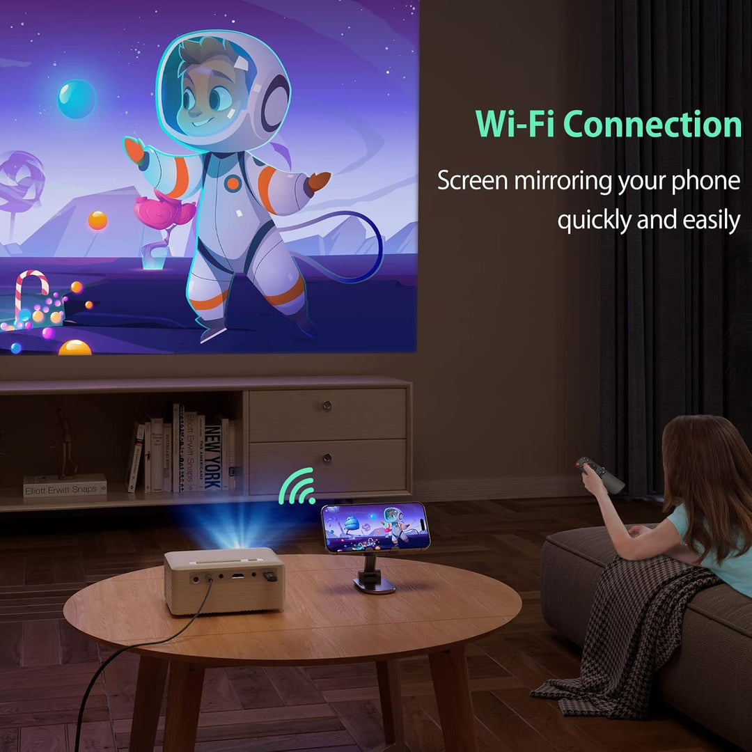 Mini Beamer Handy - WiFi Bluetooth Projektor Full HD 1080P Unterstützt, YOTON Video Beamer Kompatibe