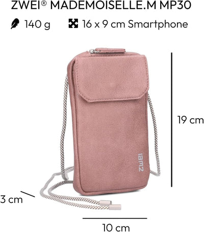 Zwei Handytasche zum Umhängen MP30 Smartphone-Etui 19 x 10 cm, Kleingeldfach + 4 Kartensteckfächer,