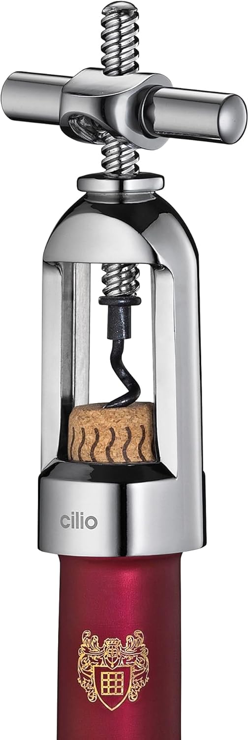 cilio Korkenzieher TRADIZIONE | Weinöffner | Metall verchromt | Beschichtete Spirale für müheloses K