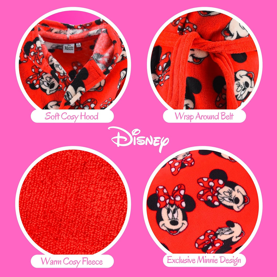Disney Minnie Mouse Bademantel für Mädchen, Warmer und Weicher Morgenmantel für Kinder, Geschenk für