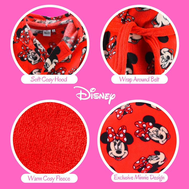 Disney Minnie Mouse Bademantel für Mädchen, Warmer und Weicher Morgenmantel für Kinder, Geschenk für