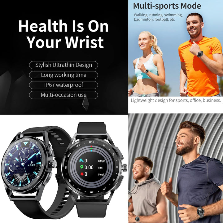 Smartwatch Herren mit Telefonfunktion, 2022 1,32" HD Voll Touchscreen Armbanduhr Herren Smartwatch m