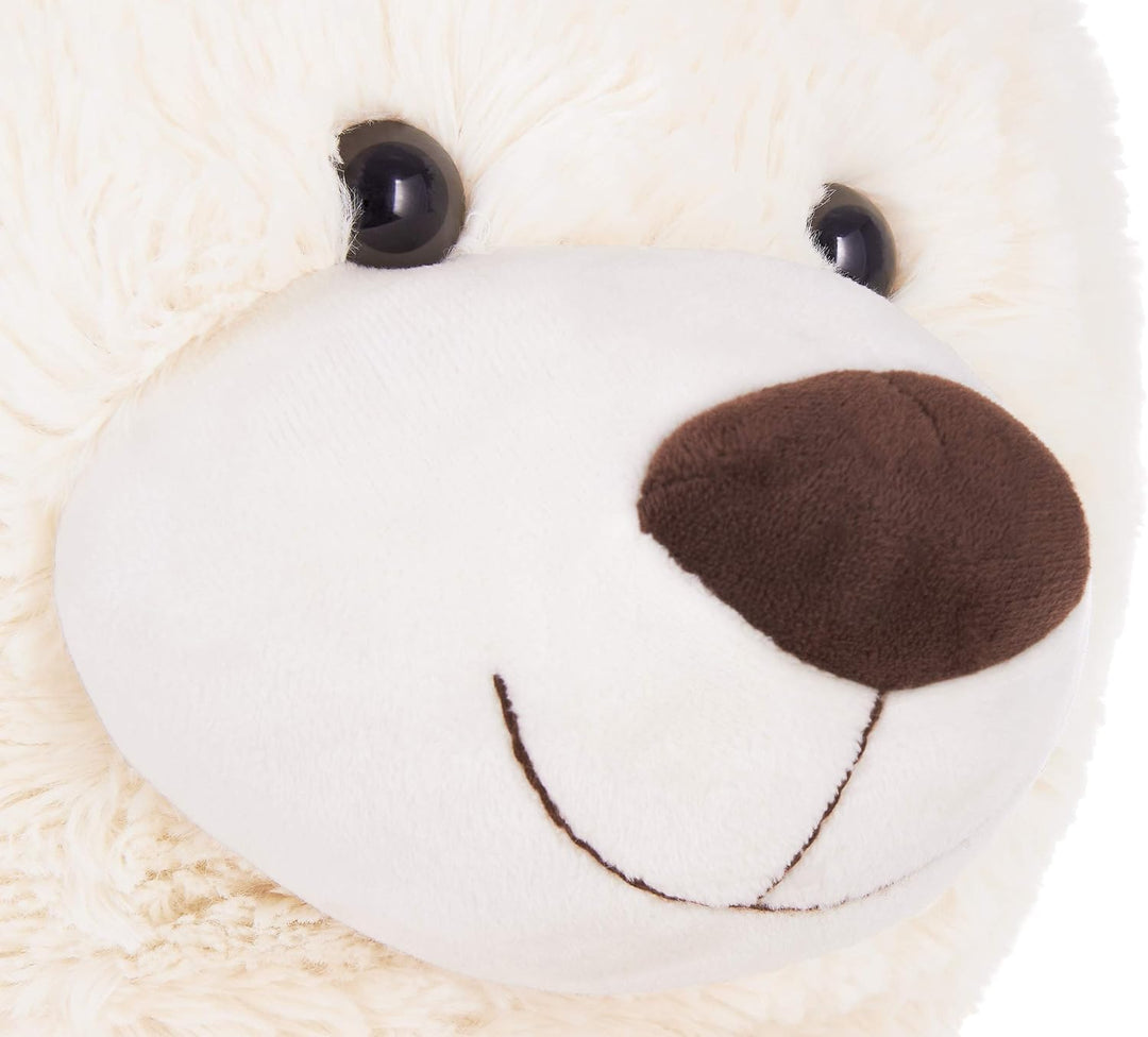 BRUBAKER XXL Teddybär 100 cm gross - Weiss - Stofftier Plüschtier Kuscheltier, Weiss