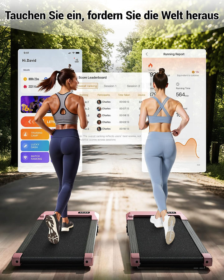 DeerRun Walking Pad mit 6% Steigung, Unter-Schreibtisch-Laufband für Home Office und Zuhause, Kompak