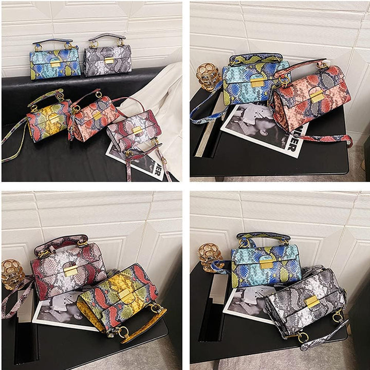 Coolives Damen Kleine Umhängetasche mit Krokodilledermuster Mini Handtasche aus PU-Leder Clutches Da