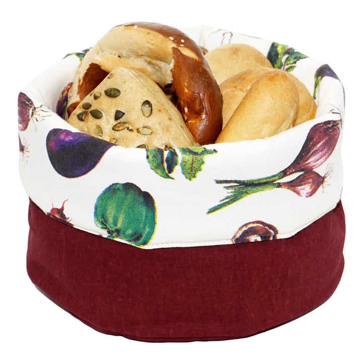 Lashuma Füllkorb modern Ø 22 cm Höhe: 13 cm, Brotkorb bunt Gemüse, Frühstückskorb rund, Gemüse
