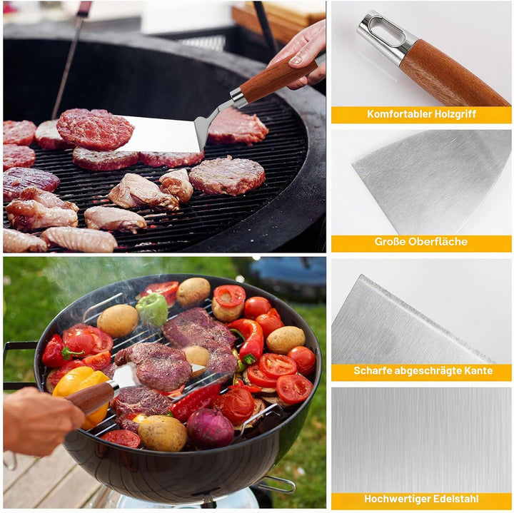 Gimars Grillspachtel Set 4 Stück Plancha Spachtel Plancha Zubehör mit Gross Grillwender Pizza Spacht