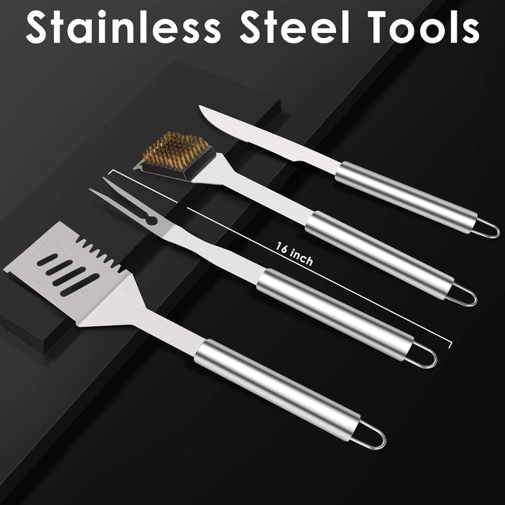 NEXGADGET BBQ Grillbestecksets, 32PCS extra Dickes Edelstahl Grillzubehör mit Langen Griffen, Grillz
